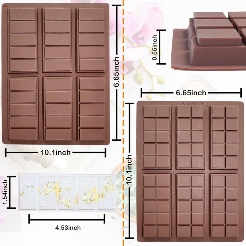 BZIDII Wax Melt Molds Silicone,Chocolate Bar Mold for Stuffed Bar,Chocolate Candy Molds,Thick Silicone Candle Mold with 100pcs Storage Bags （2 Style） - Image 2
